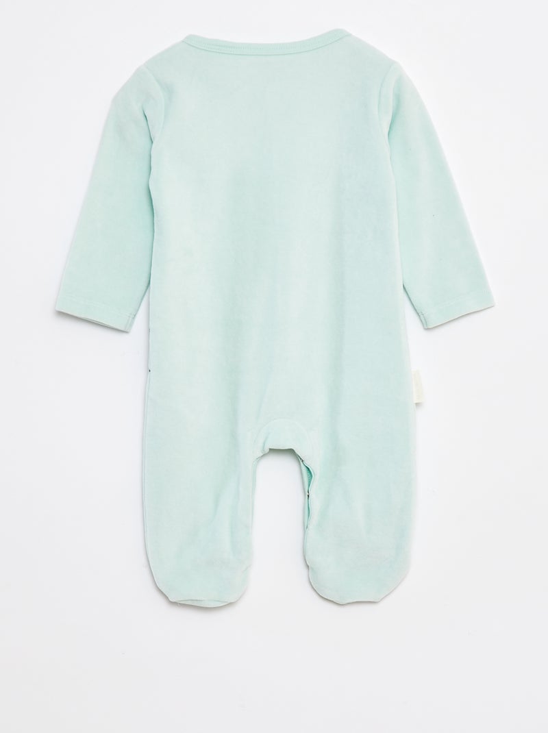 Pyjama dors bien imprimé en velours avec pieds Bleu - Kiabi