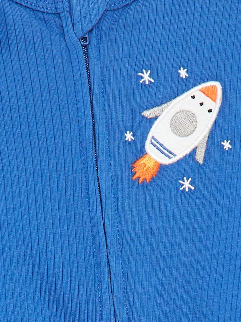 Pyjama dors-bien léger zippé à manches courtes Bleu - Kiabi