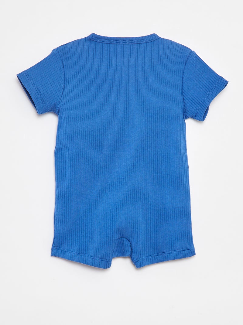 Pyjama dors-bien léger zippé à manches courtes Bleu - Kiabi