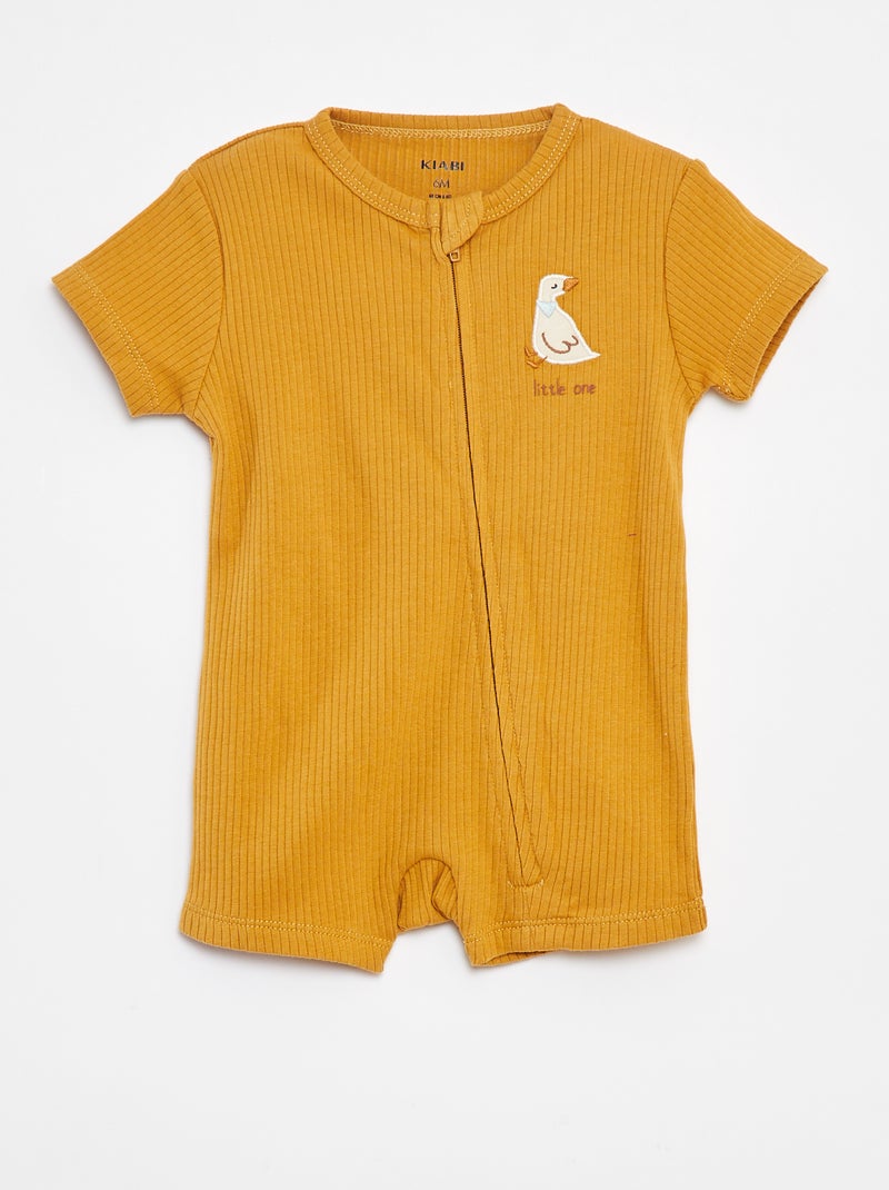 Pyjama dors-bien léger zippé à manches courtes Jaune - Kiabi