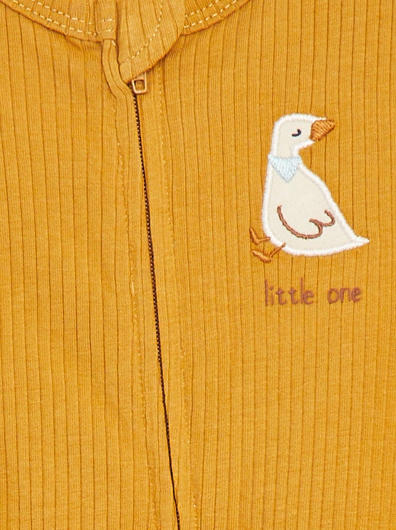 Pyjama dors-bien léger zippé à manches courtes Jaune - Kiabi