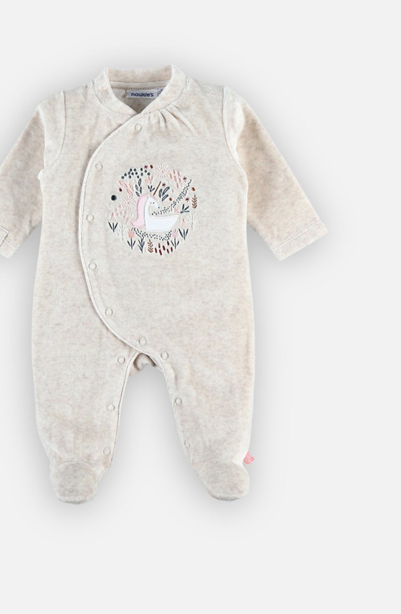 Pyjama Dors-bien Licorne En Velours, Beige - Kiabi