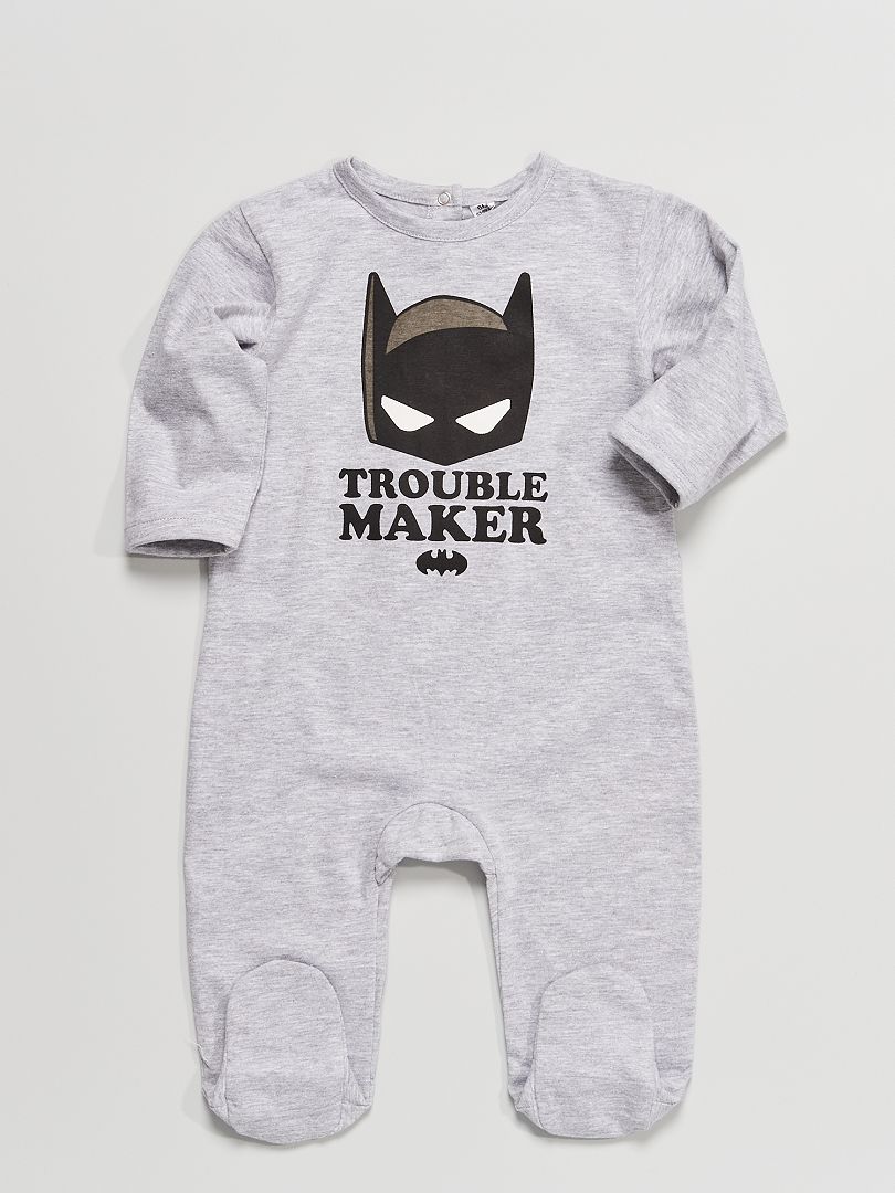Pyjama dors-bien long 'Batman' gris chiné - Kiabi