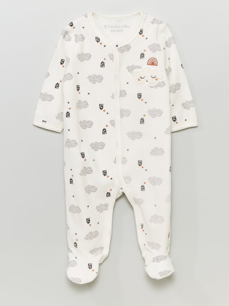 Pyjama dors-bien long 'Petit Béguin' blanc - Kiabi
