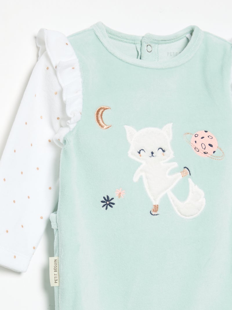Pyjama dors bien 'Petit Béguin' avec volants aux épaules Vert - Kiabi
