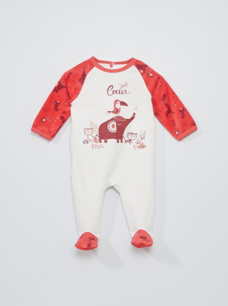 Pyjama dors-bien 'Petit Béguin' blanc/rose - Kiabi