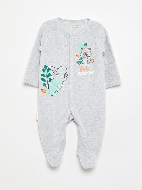 Pyjama dors bien 'Petit Béguin' en velours - Kiabi