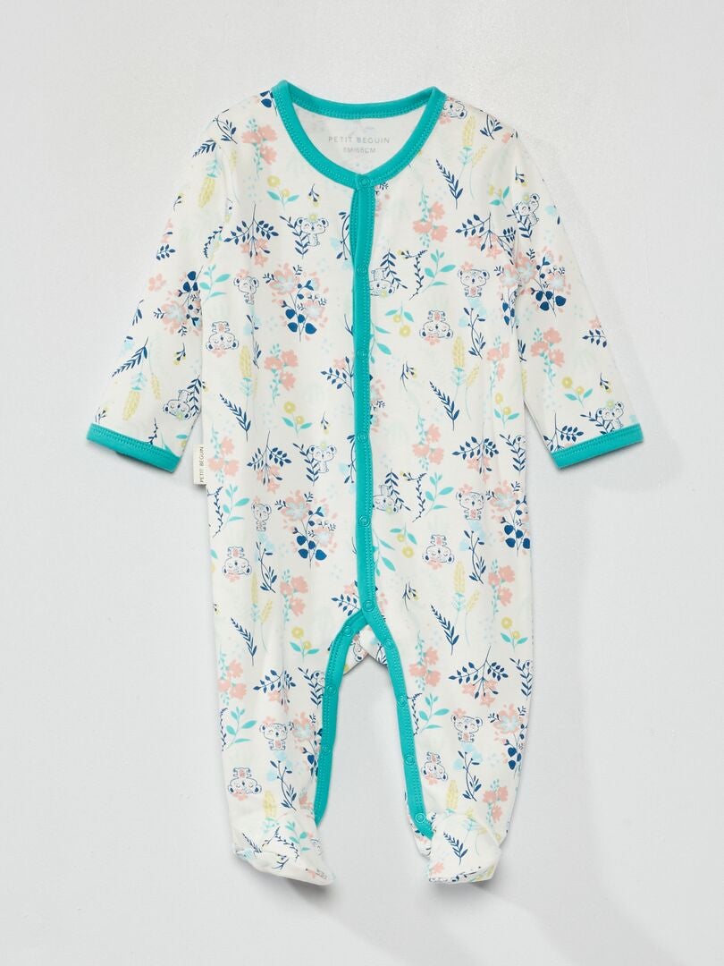Grenouillère Pyjama Petit Bateau – 6 Mois – Velours Saumon Et Blanc – Très Bon état