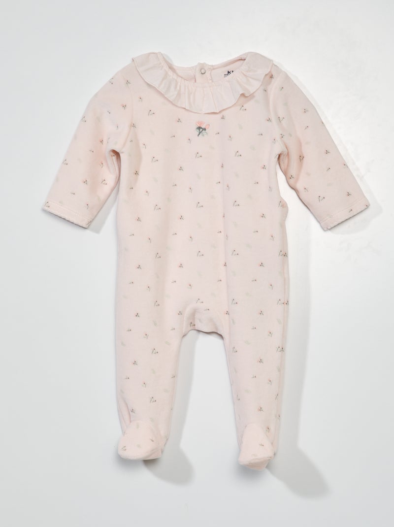 Pyjama dors-bien polaire avec volant Rose - Kiabi