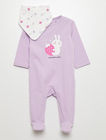 pyjama dors bien bebe fille en velours a motifs fleuris violet bebe