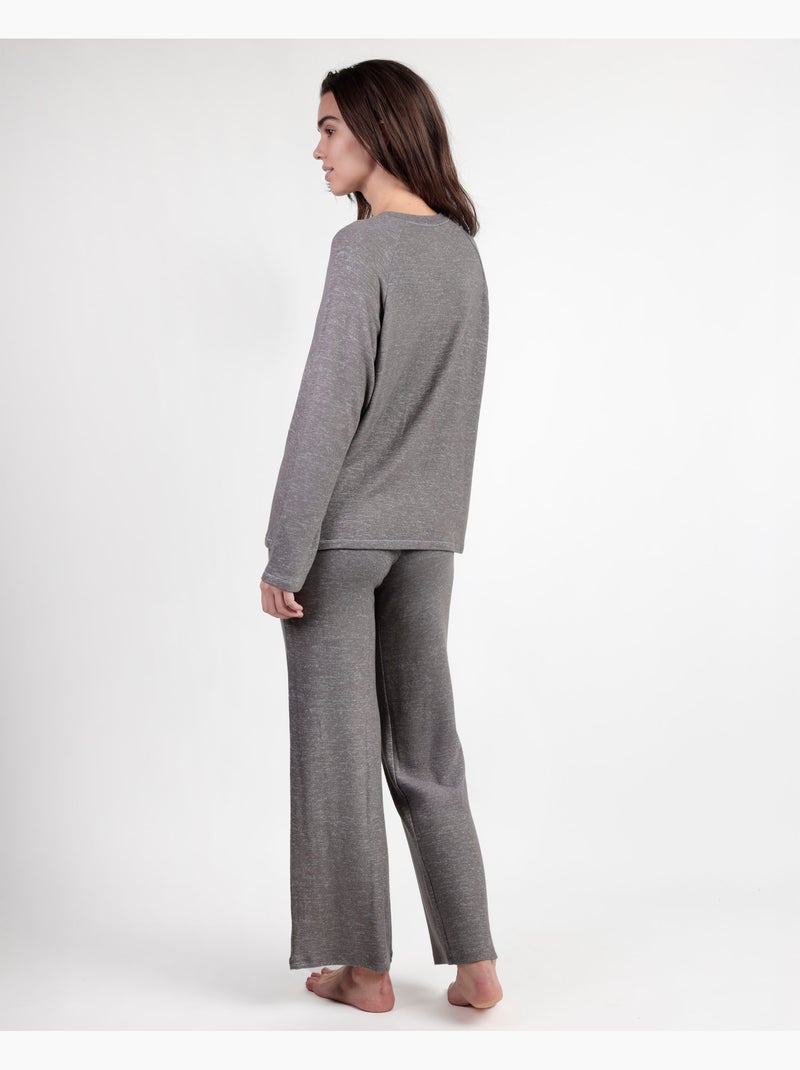 Pyjama doux à manches longues pour femme ADMAS HOME Gris foncé - Kiabi