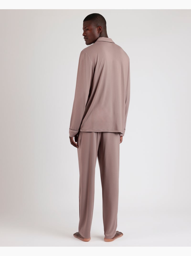 Pyjama doux à manches longues pour homme ADMAS CLASSIC Moka - Kiabi