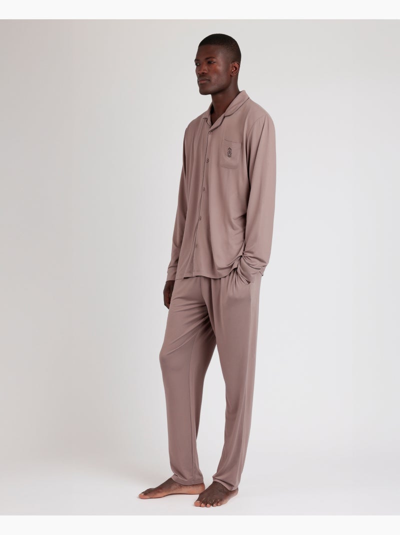 Pyjama doux à manches longues pour homme ADMAS CLASSIC Moka - Kiabi