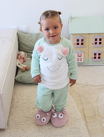 Pyjama effet peluche avec broderie 'Émotions'