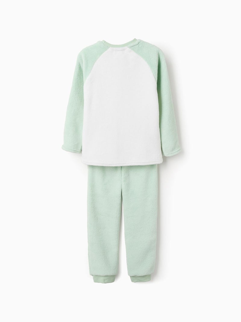 Pyjama effet peluche avec broderie 'Émotions' Vert clair - Kiabi