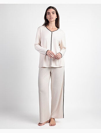 Pyjama élégant à manches longues et col en V pour femme ADMAS CLASSIC