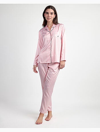Pyjama élégant à manches longues et ouvert en satin pour femme BARBIE