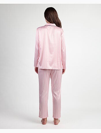 Pyjama élégant à manches longues et ouvert en satin pour femme BARBIE