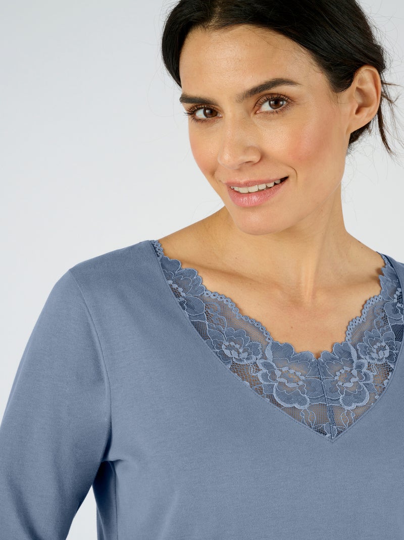 Pyjama émerisé - Damart Bleu - Kiabi