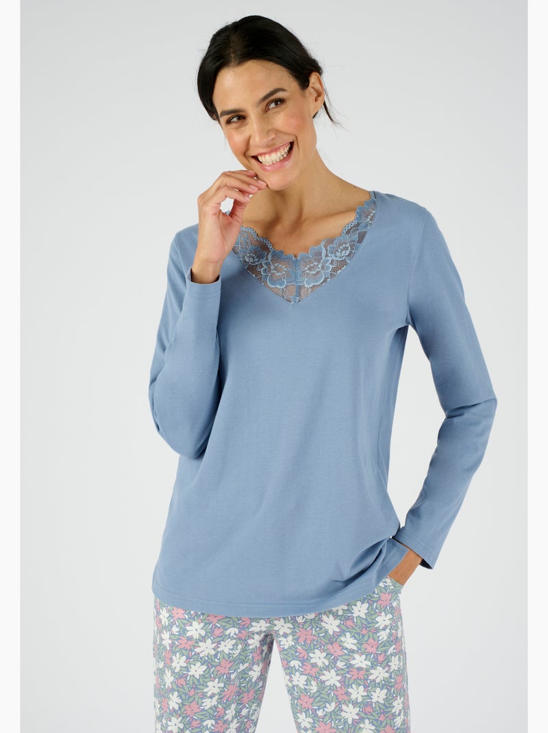 Pyjama émerisé - Damart Bleu - Kiabi