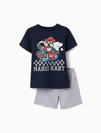 Pyjama en coton à manches courtes avec imprimé Mario Kart