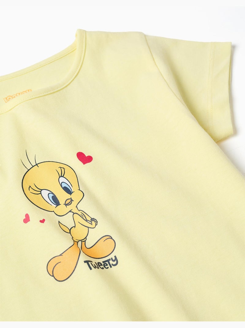 Pyjama en coton à manches courtes avec imprimés Titi Jaune clair - Kiabi