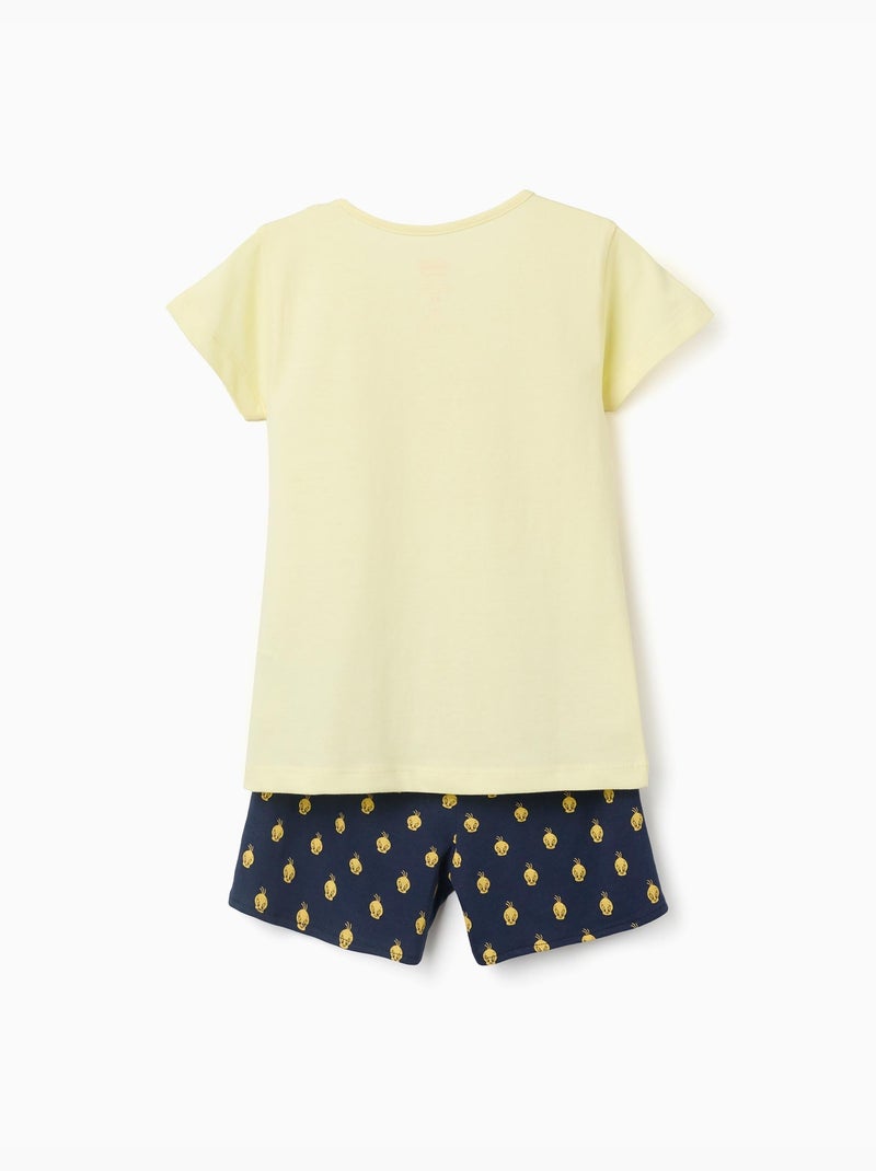 Pyjama en coton à manches courtes avec imprimés Titi Jaune clair - Kiabi
