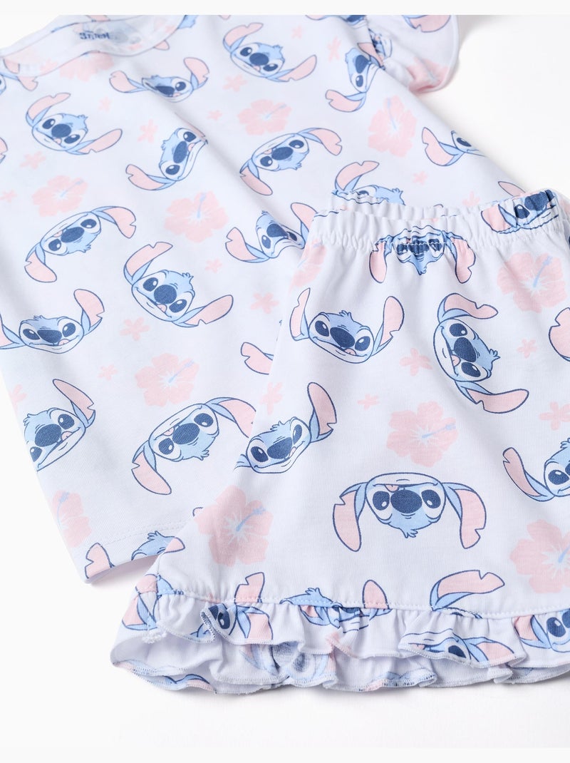 Pyjama en coton à manches courtes avec motif Stitch Blanc - Kiabi