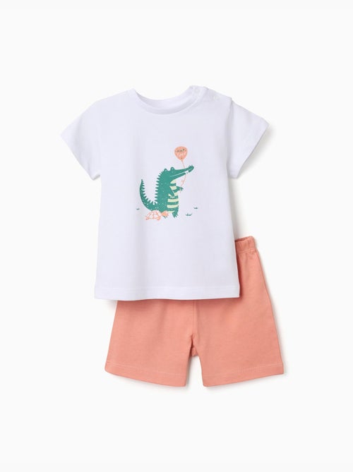 Pyjama en coton à manches courtes et imprimé alligator - Kiabi
