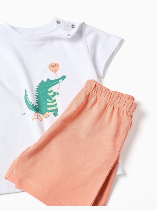 Pyjama en coton à manches courtes et imprimé alligator - Kiabi