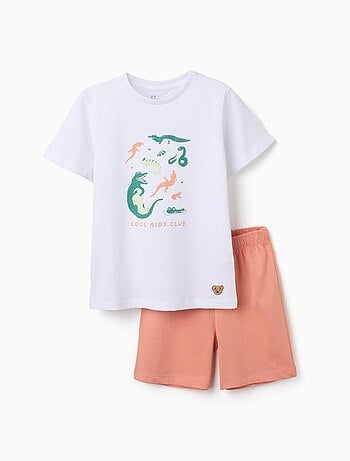 Pyjama en coton à manches courtes et imprimé alligator