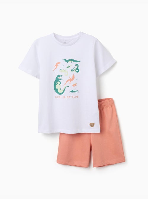Pyjama en coton à manches courtes et imprimé alligator - Kiabi