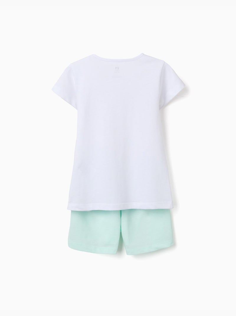 Pyjama en coton à manches courtes et imprimé cœur Blanc - Kiabi