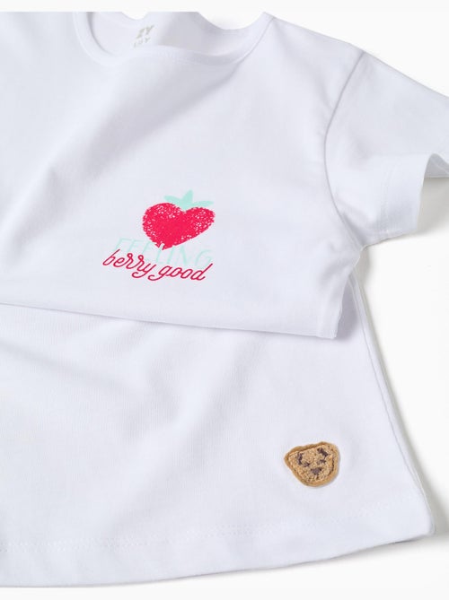 Pyjama en coton à manches courtes et imprimé cœur - Kiabi