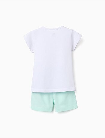 Pyjama en coton à manches courtes et imprimé cœur