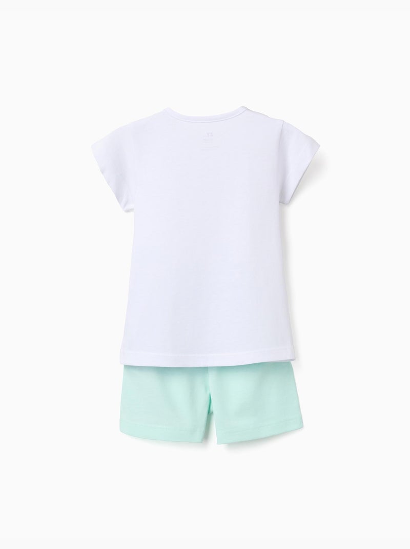 Pyjama en coton à manches courtes et imprimé cœur Blanc - Kiabi