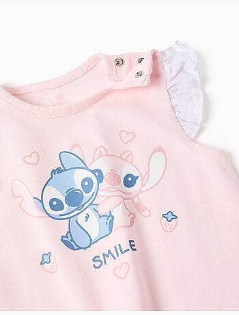 Pyjama en coton à manches courtes et imprimé Stitch