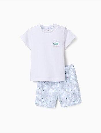 Pyjama en coton à manches courtes et imprimés alligator