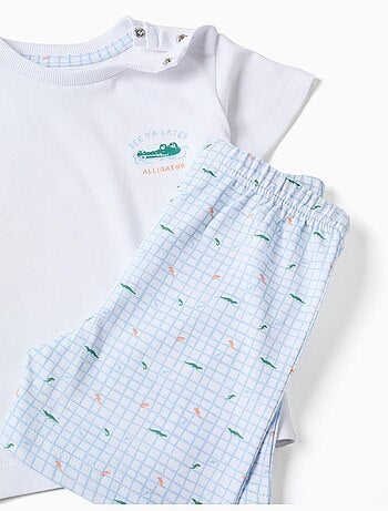 Pyjama en coton à manches courtes et imprimés alligator