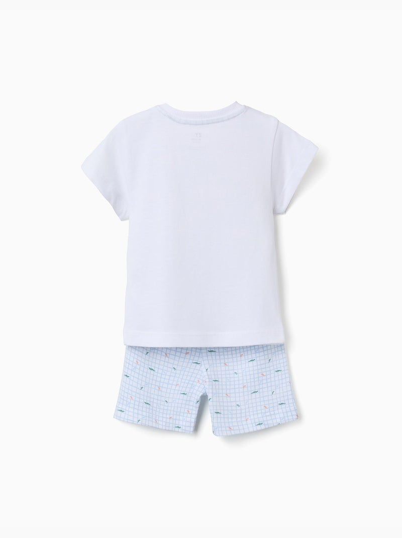 Pyjama en coton à manches courtes et imprimés alligator Blanc - Kiabi