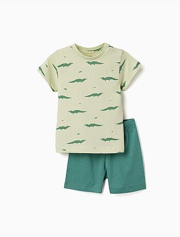 Pyjama en coton à manches courtes et motif alligator