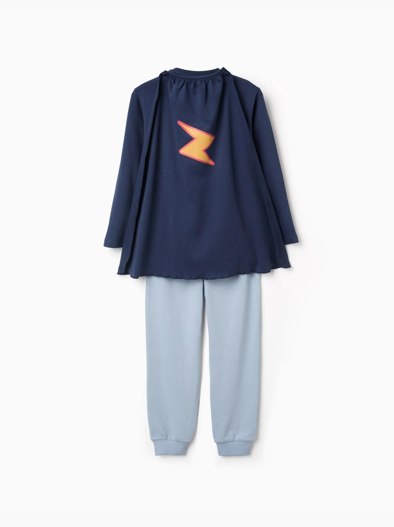 Pyjama en coton à manches longues avec cape amovible Bleu foncé - Kiabi