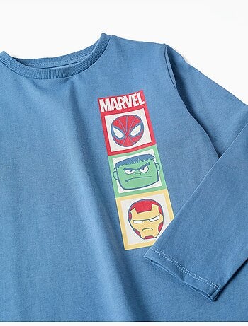 Pyjama en coton à manches longues avec imprimés Marvel