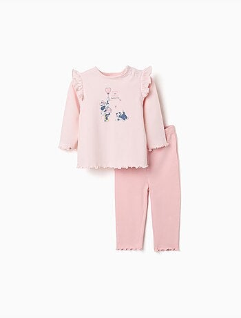 Pyjama en coton à manches longues et imprimé Minnie & Figaro