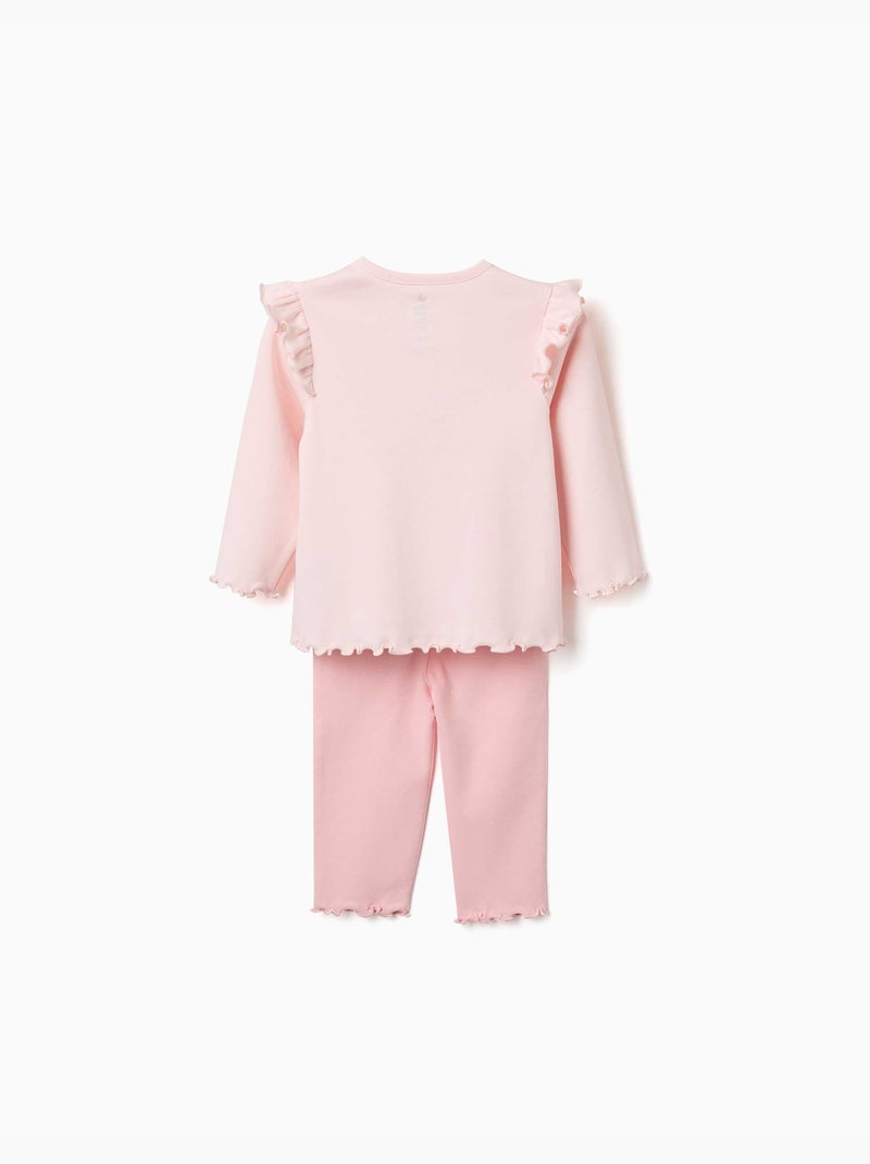 Pyjama en coton à manches longues et imprimé Minnie & Figaro Rose clair - Kiabi