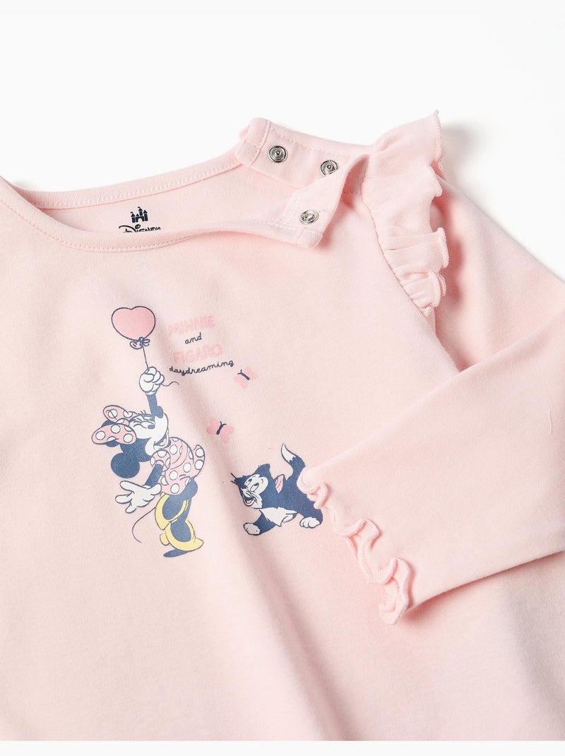 Pyjama en coton à manches longues et imprimé Minnie & Figaro Rose clair - Kiabi