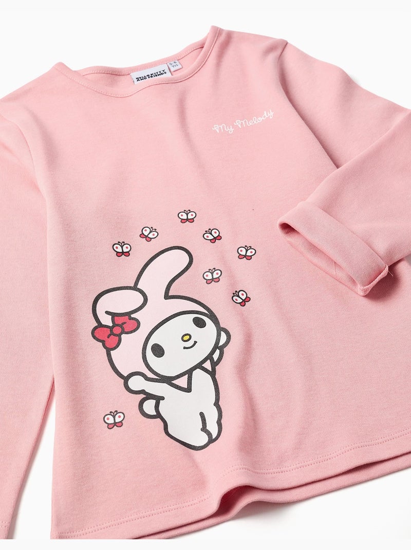 Pyjama en coton à manches longues et imprimé My Melody Rose clair - Kiabi