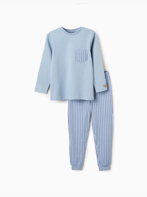 Pyjama en coton à manches longues et rayures - Kiabi