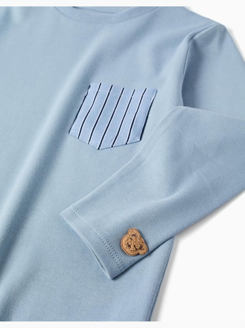 Pyjama en coton à manches longues et rayures - Kiabi