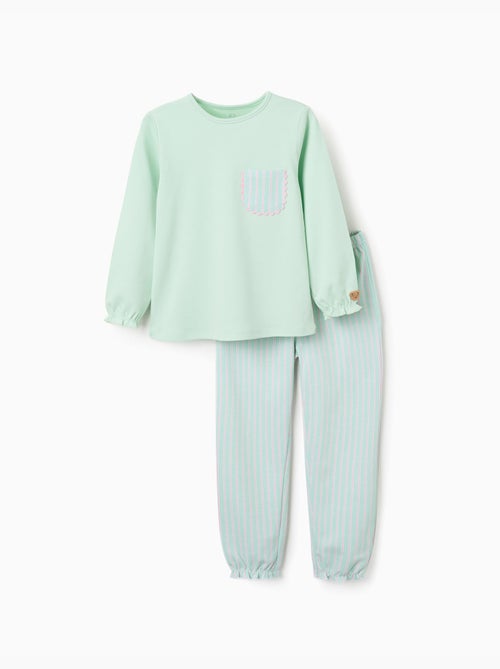 Pyjama en coton à manches longues et rayures - Kiabi